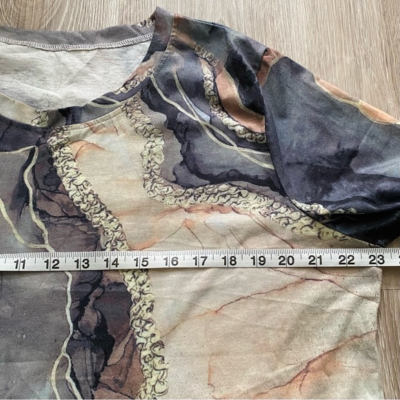 Women’s Tunic Top Relaxed Tshirt Crew Neck Fashion Marble Print Size XL - 3XL - Picture 6 of 9